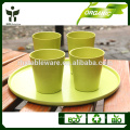 Verde, prato, jogo, bio, jantar, jogo, bambu, dinnerware